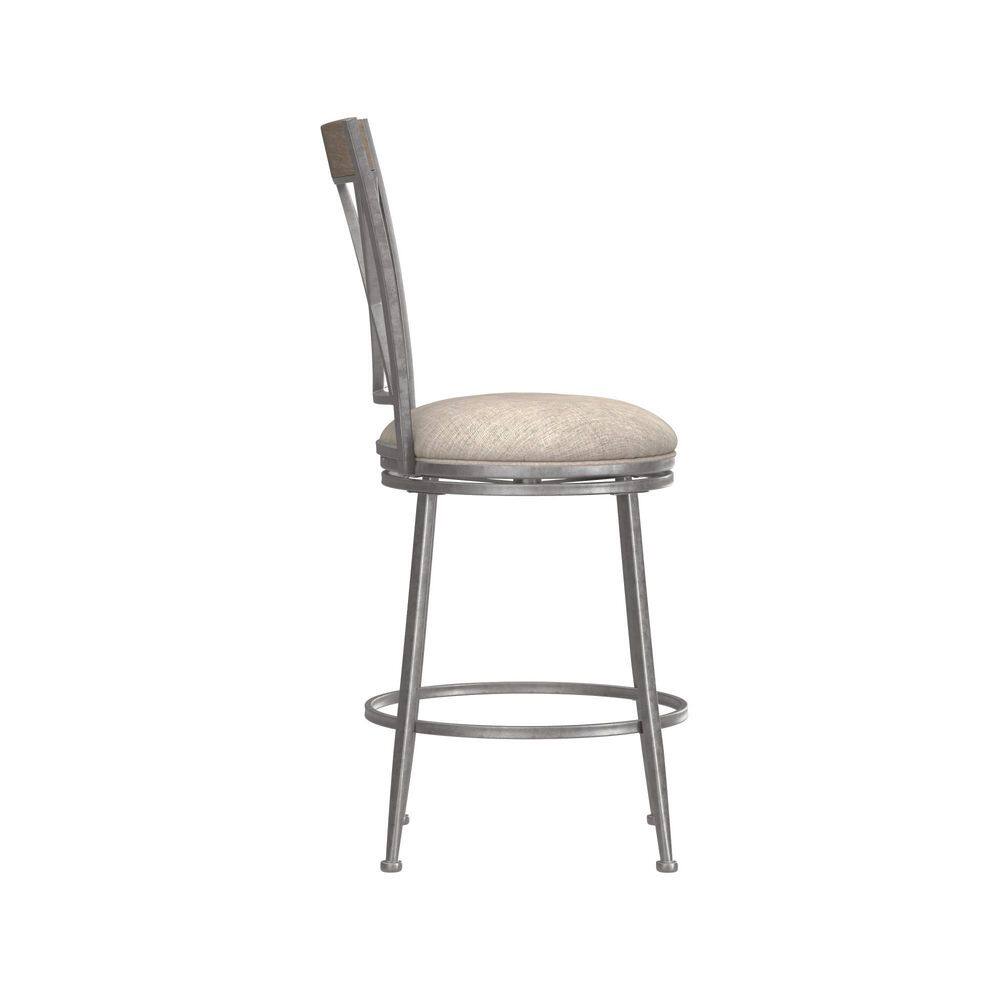 Aged Pewter Swivel Counter Stool with Sunbrella Fabric