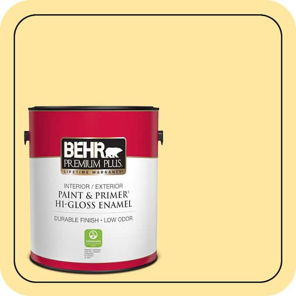 BEHR PREMIUM PLUS 1 gal. #PMD-10 Equator Glow Hi-Gloss Enamel Interior/Exterior Paint & Primer