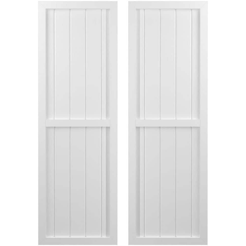 17-1/2 in. W x 32 in. H Americraft 5 Board Exterior Real Wood Two Equal Panel Framed Board and Batten Shutters White price history on PriceWatchPro
