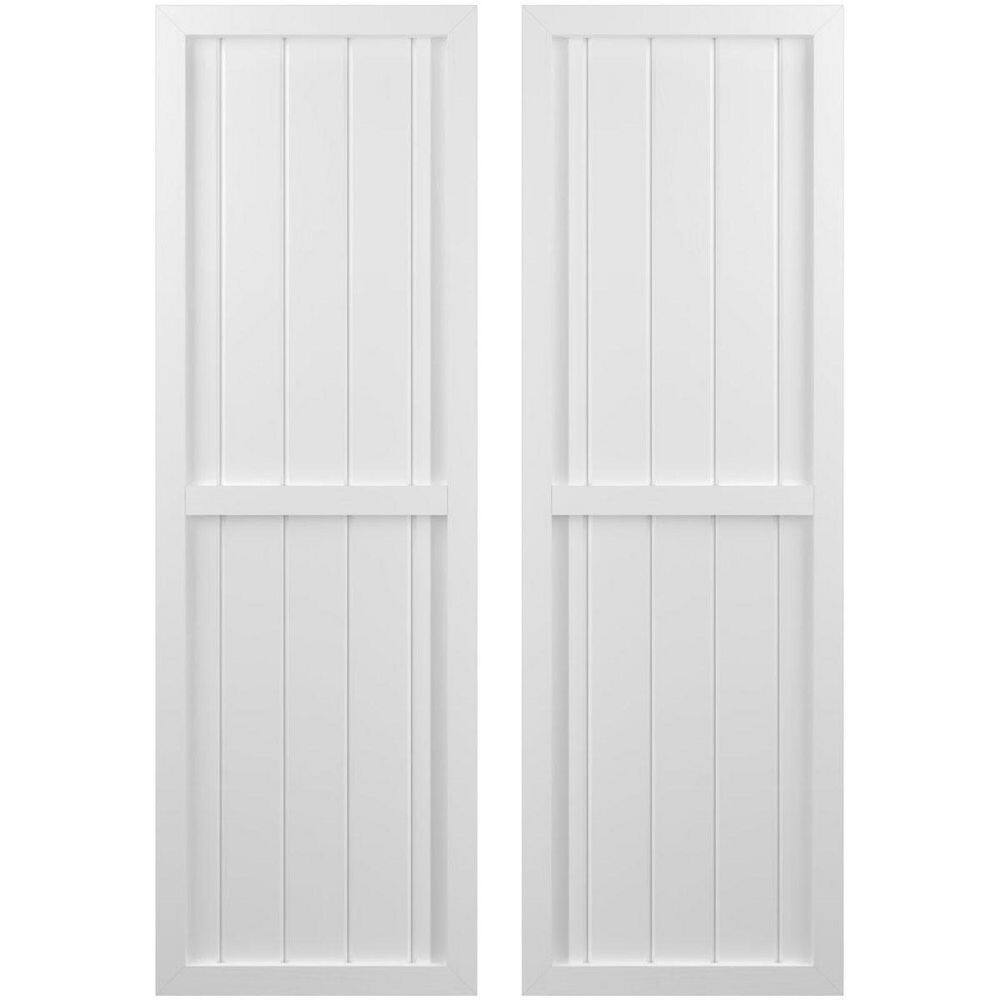 17-1/2 in. W x 67 in. H Americraft 5-Board Exterior Real Wood 2 Equal Panel Framed Board and Batten Shutters in White price history on PriceWatchPro
