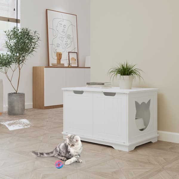 WIAWG Cat Litter Box Enclosure, Cat Washroom Bench, Modern Hidden Cat