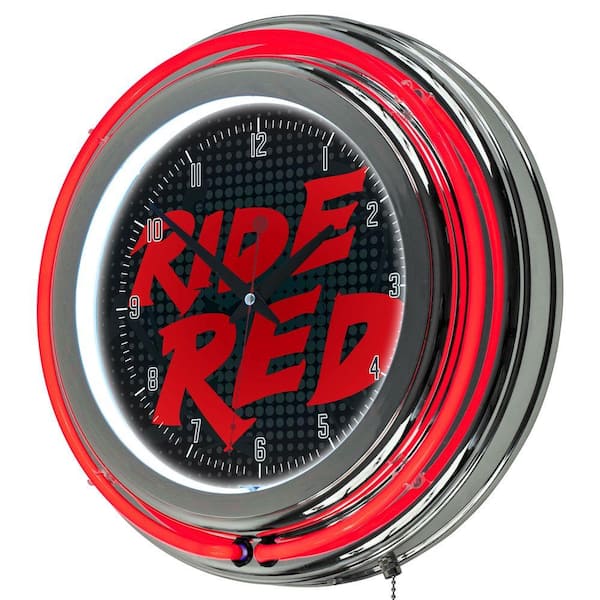 Trademark 3 in. x 14 in. Honda Ride Red Chrome Double Ring Neon Clock