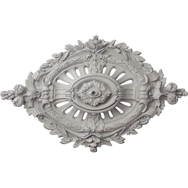 Ekena Millwork 35-7/8 in. W x 22-1/2 in. H x 4-3/8 in. Antonio Urethane Ceiling Medallion, Ultra-Pure White, Ultra Pure White