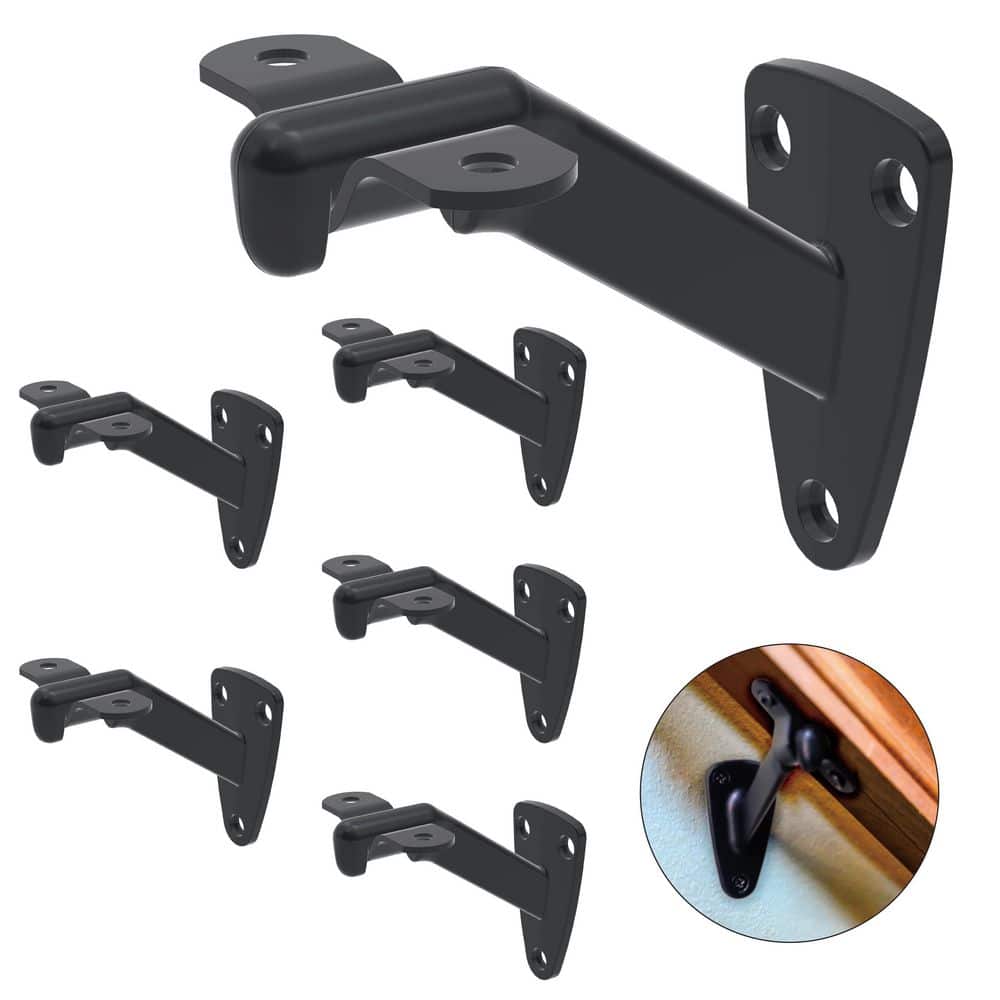 3 in. x 4 in. 2 in. Matte Black Hand Rail Bracket for Stairways Stair Railing Indoor (6-Pack) price history on PriceWatchPro