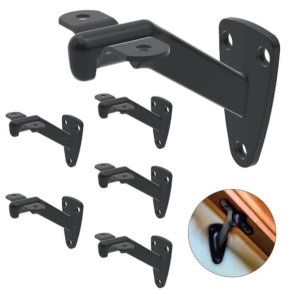 3 in. x 4 in. 2 in. Matte Black Hand Rail Bracket for Stairways Stair Railing Indoor (6-Pack)