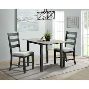 Tuttle 3-Piece Drop Leaf Dining Set in Gray Table and 2-Chairs