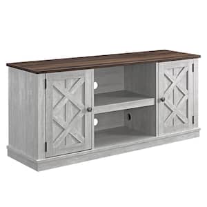54 in. Saw Cut Off White TV Stand (Fits TVs up To 60 in.)