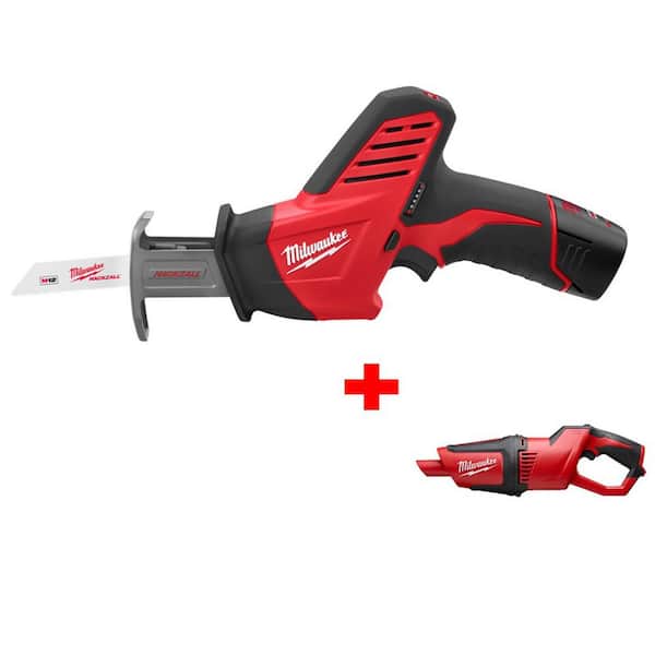 Milwaukee M12 12V Lithium-Ion Cordless HACKZALL Reciprocating Saw Kit with M12  Cordless Vacuum 2420-21-0850-20 The Home Depot