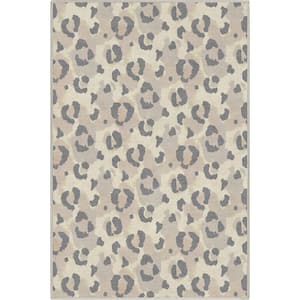 Beige Brown 3 ft. 3 in. x 5 ft. Animal Prints Leopard Contemporary Pattern Area Rug