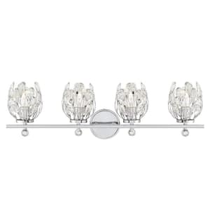 Moreno 31 in. 4-Light Chrome Vanity Light with Clear Crystal Shades