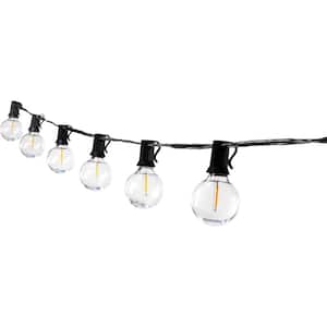 Bistro Outdoor/Indoor 25 ft. Plug-In LED Globe Bulb 25 String Light in Black - Shatter Resistant