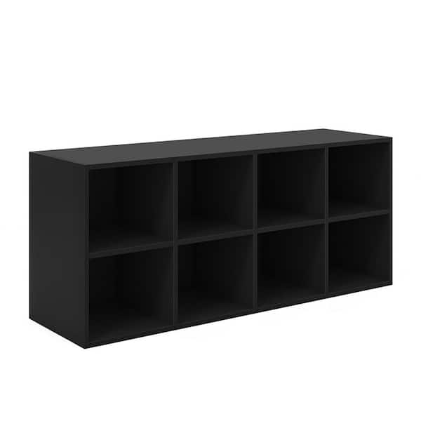 16 in. H x 40 in. W Black Wood Shoe Storage Bench
