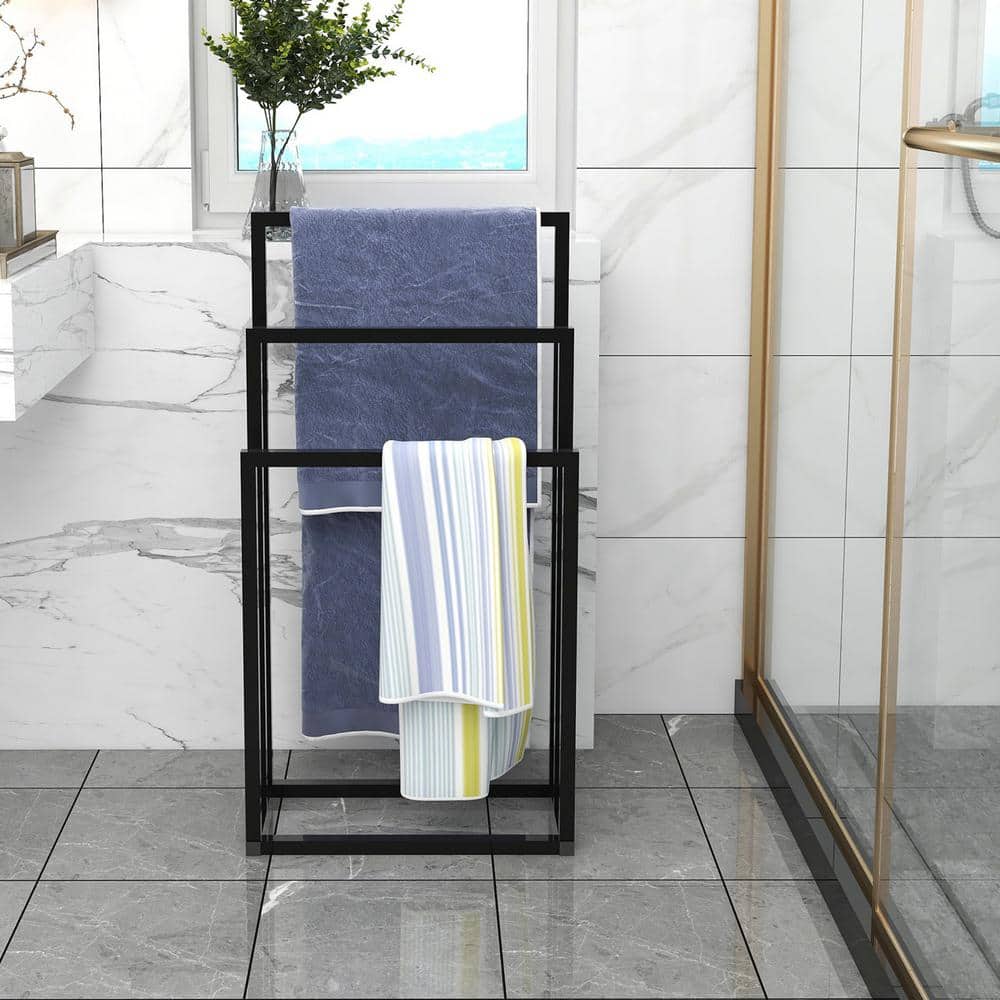 Freestanding Satin Chrome 3-Tier Metal Towel Rack