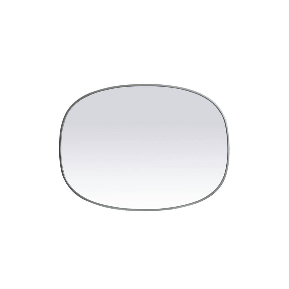 Silver Metal Framed Oval Full Length Vanity Mirror