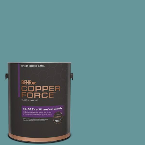 COPPER FORCE 1 gal. #MQ6-33 Vintage Teal Eggshell Enamel Virucidal and Antibacterial Interior Paint & Primer