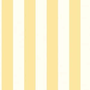 Traditional Awning Stripe Yellow/White Matte Finish Vinyl on Non-Woven Non-Pasted Wallpaper Roll