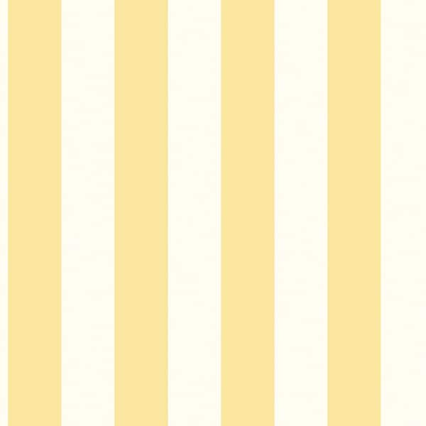 Unbranded Traditional Awning Stripe Yellow/White Matte Finish Vinyl on Non-Woven Non-Pasted Wallpaper Roll