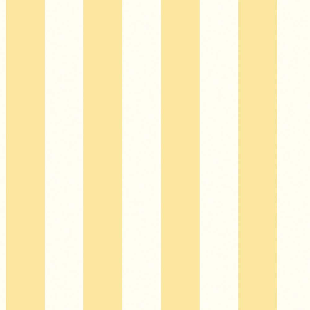 Traditional Awning Stripe Yellow/White Matte Finish Vinyl on Non-Woven Non-