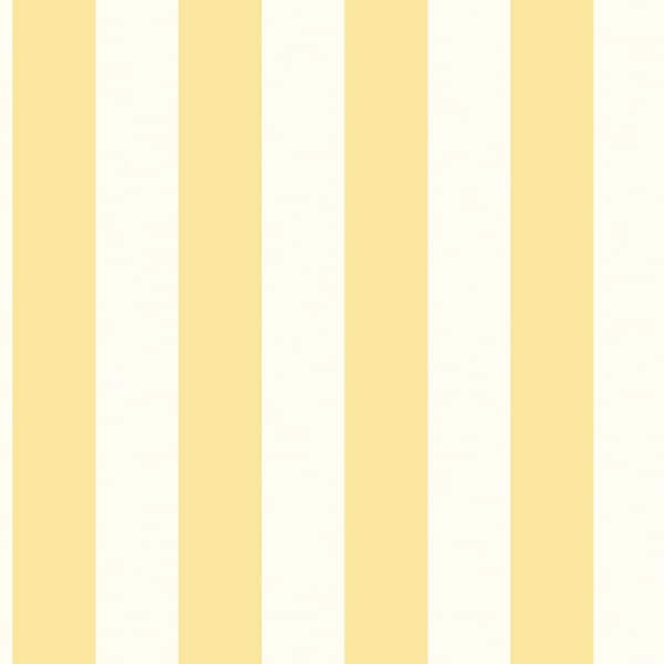 Unbranded Traditional Awning Stripe Yellow/White Matte Finish Vinyl on Non-Woven Non-Pasted Wallpaper Sample