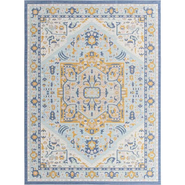 Unique Loom Whitney Milano Sky Blue 9 ft. x 12 ft. Area Rug