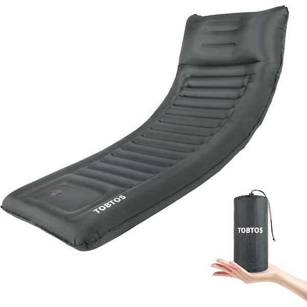 Single Inflatable Sleeping Pad with Pillow and Built-in Pump Waterproof, Light Weight for Camping, Hiking in Gray
