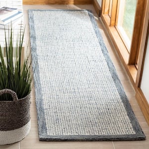 Abstract Navy/Ivory Doormat 2 ft. x 4 ft. Border Distressed Area Rug