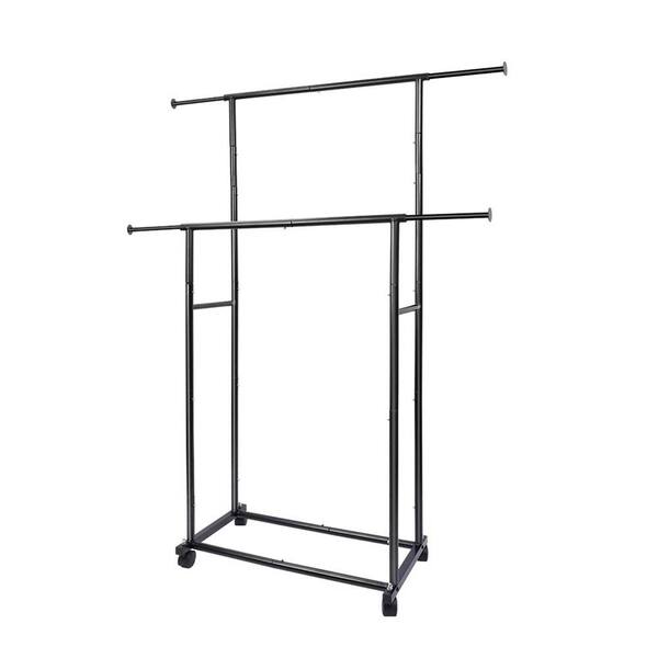 Black Metal Garment Clothes Rack Double Rod 48 in. W x 65 in. H AZrack