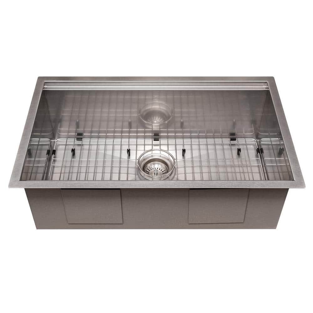 ZLINE 33" Stainless Steel Undermount Single Bowl Kitchen Sink with Accessories