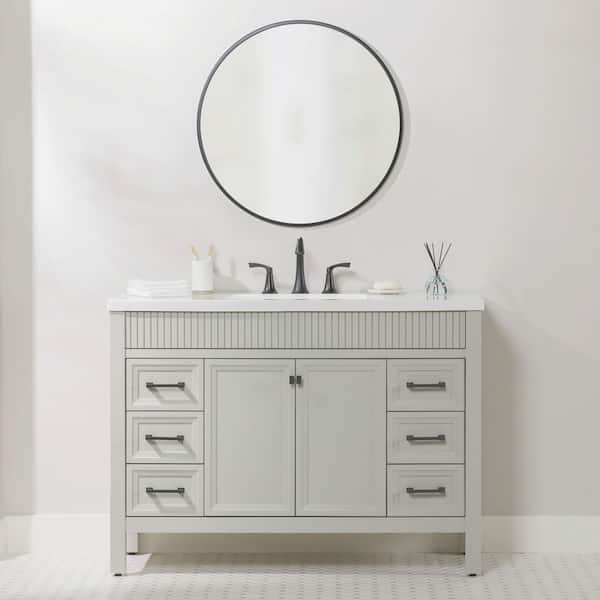 Foxglade 49 in. Single Sink Light Gray Bath Vanity with White Cultured Marble Top (Assembled)