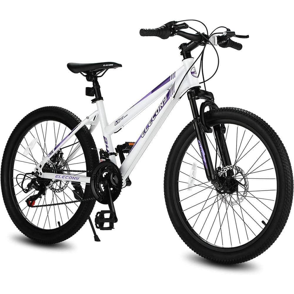 Cesicia 24 in. Steel Mountain Bike with 21-Speed in White for