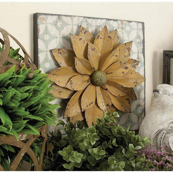 Litton Lane 12 in. x 12 in. Assorted Farmhouse Rustic Iron Flower Wall Plaques (Set of 3)