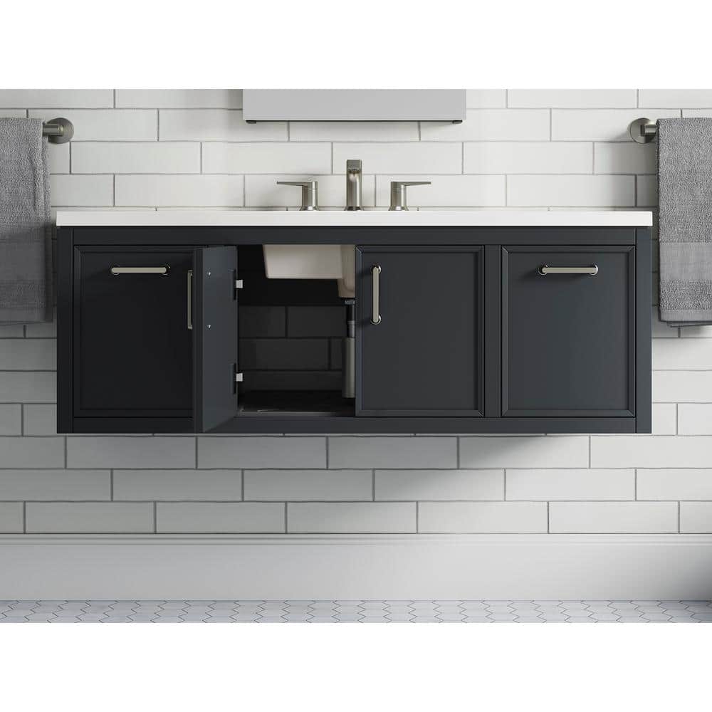 Slate Grey 48-Inch MDF Bathroom Vanity with Quartz Top