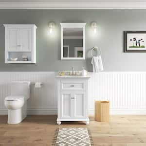 Lamport 25 in. W x 22 in. D x 35 in. H Single Sink Freestanding Bath Vanity in White with White Engineered Stone Top