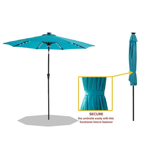 aqua patio umbrella with lights