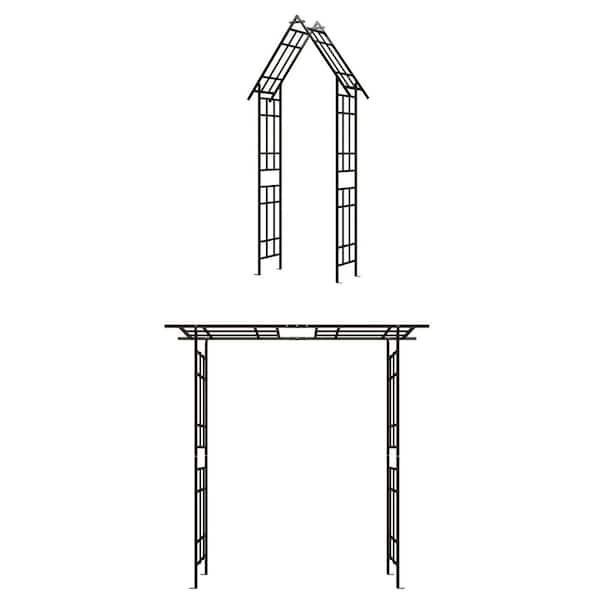 Unbranded 101.97 in. x 42.52 in. Black Metal Garden Arbor, Outdoor Arch