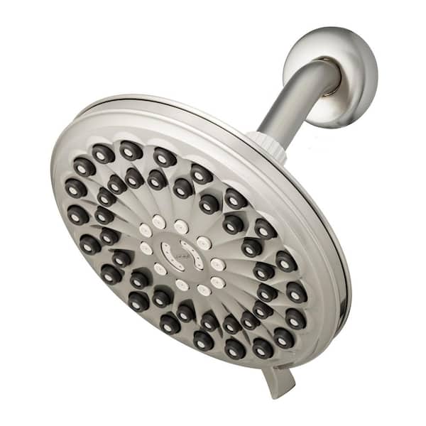 Waterpik 6-Spray Patterns 7 in. Drencher Wall Mount Adjustable Fixed Shower Head in Brushed Nickel