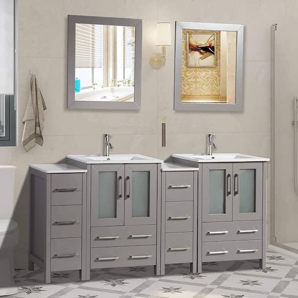 Vanity Art Brescia 42 in. W x 18 in. D x 36 in. H Bathroom Vanity in Grey  with Single Basin Vanity Top in White Ceramic and Mirror VA3030-42G - The  Home Depot