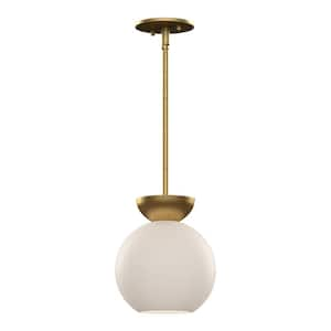 Arcadia 8 in. 1 Light 60-Watt Brushed Gold/Opal Glass Pendant Light