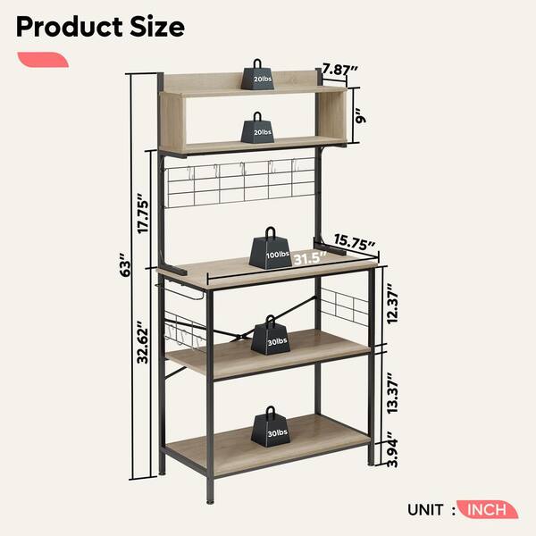 Bestier 31.5 in. Rustic Brown Baker's Rack with Microwave Compatibility  C078D-RST - The Home Depot