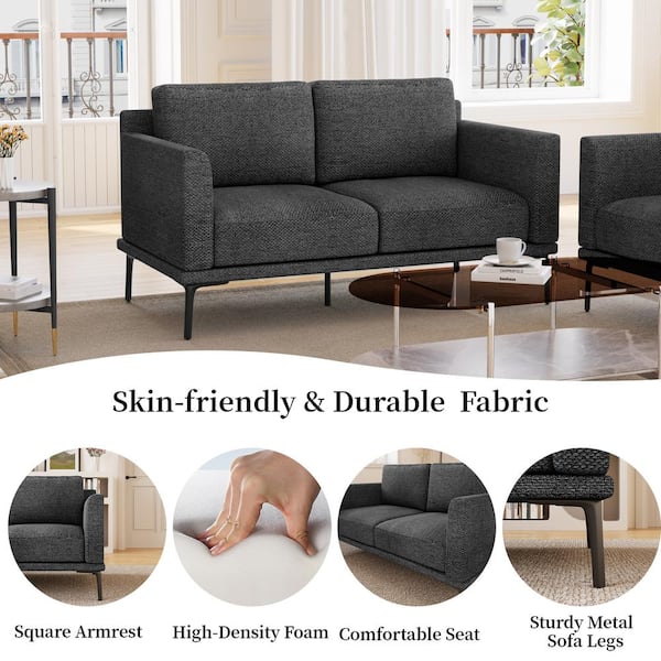 GOJANE Modern 55.1 in. Square Arm Fabric Rectangle Sofa in GOJANE Modern 55.1 in. Square Arm Fabric Rectangle Sofa in