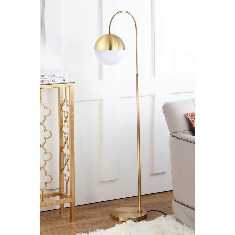 Arc 55.5" White and Gold Globe Floor Lamp