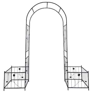 AUTMOON Metal Garden Arch with 2 Plant Stands 79.5 in. x 86.6 in. Metal ...