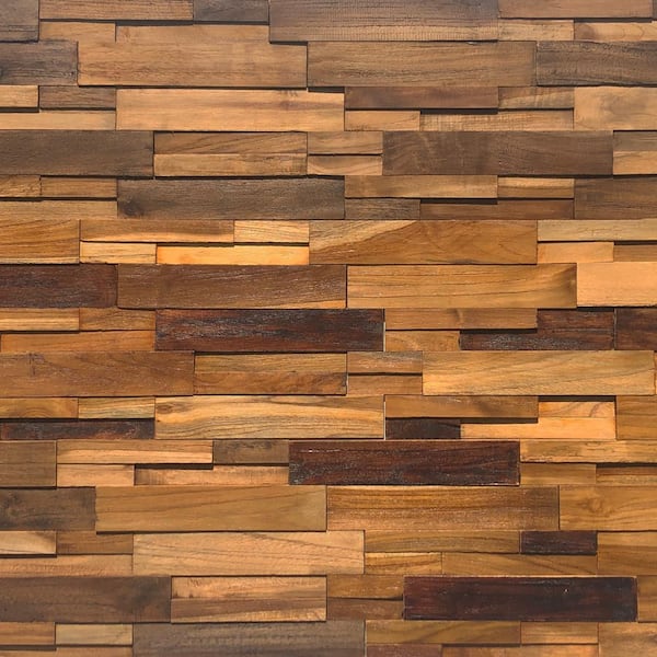 Realstone Systems Reclaimed Wood 1/2 in. x 24 in. x 12 in. Multi Teak Wood Wall Panel (10-Panels/Box)