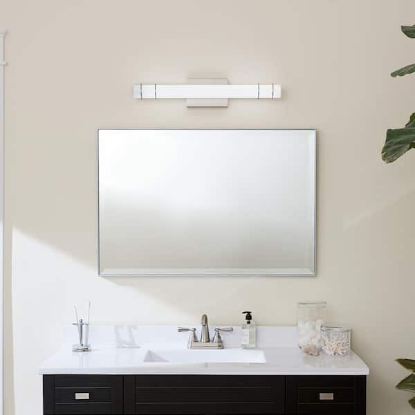 Korona 24.75 in. Brushed Nickel Integrated LED Transitional Linear Bathroom Vanity Light Bar