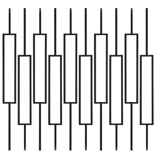 Afoxsos 44 in. Satin Black Hollow Rectangle Iron Metal Baluster for Staircase, (10-Pack)