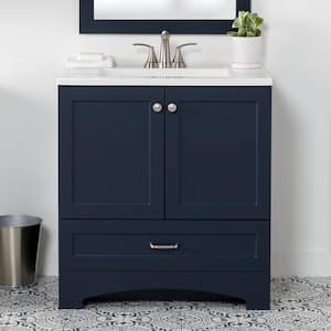 Lancaster 30 in. W x 19 in. D x 33 in. H Single Sink Bath Vanity in Deep Blue with White Cultured Marble Top