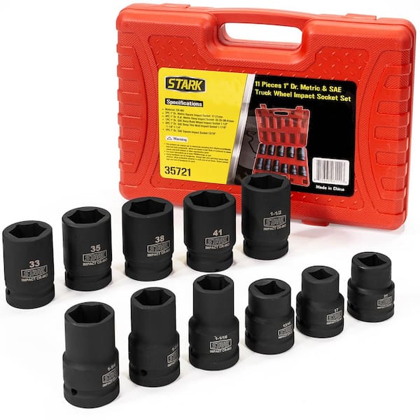 1 in. Drive Duo Combination SAE and Metric Deep Impact Socket Set with Carrying Case (11-Piece)