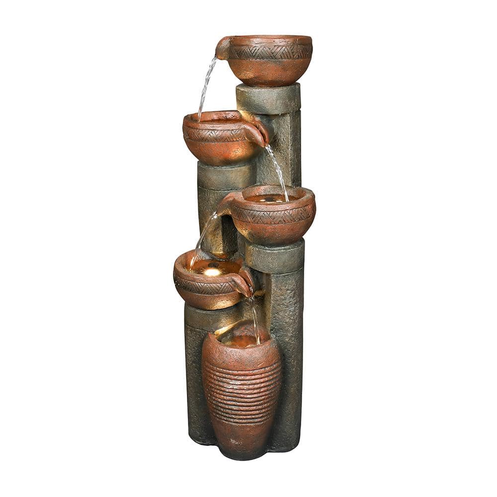 39.7 in. 5-Tier Resin Fiberglass Relaxing Outdoor Indoor Garden Water Fountain with LED Lights for House Art Decor price history on PriceWatchPro