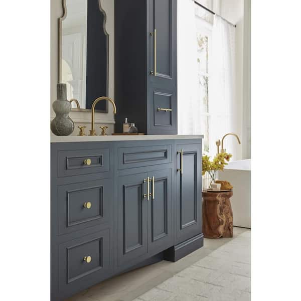 Radius 1-1/4 in. (32mm) Modern Golden Champagne Round Cabinet Knob