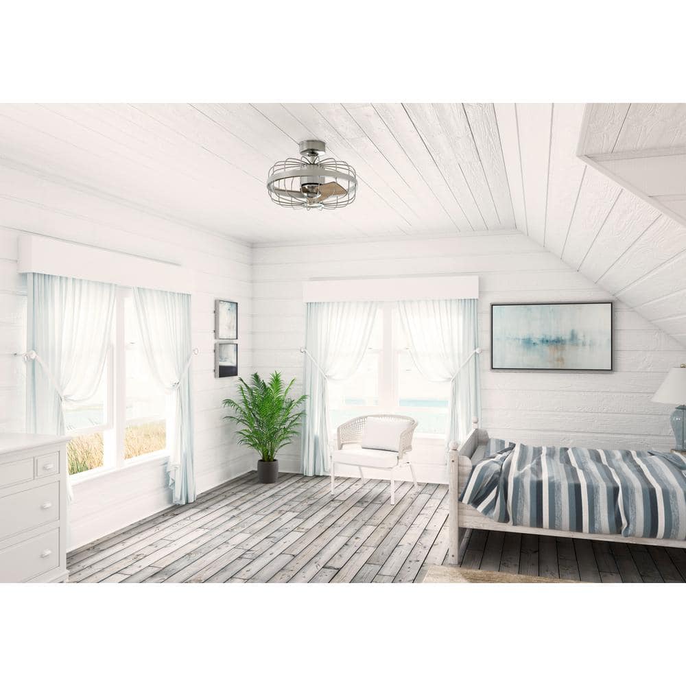 Roswell Industrial 16" Brushed Nickel Ceiling Fan with Reversible Blades